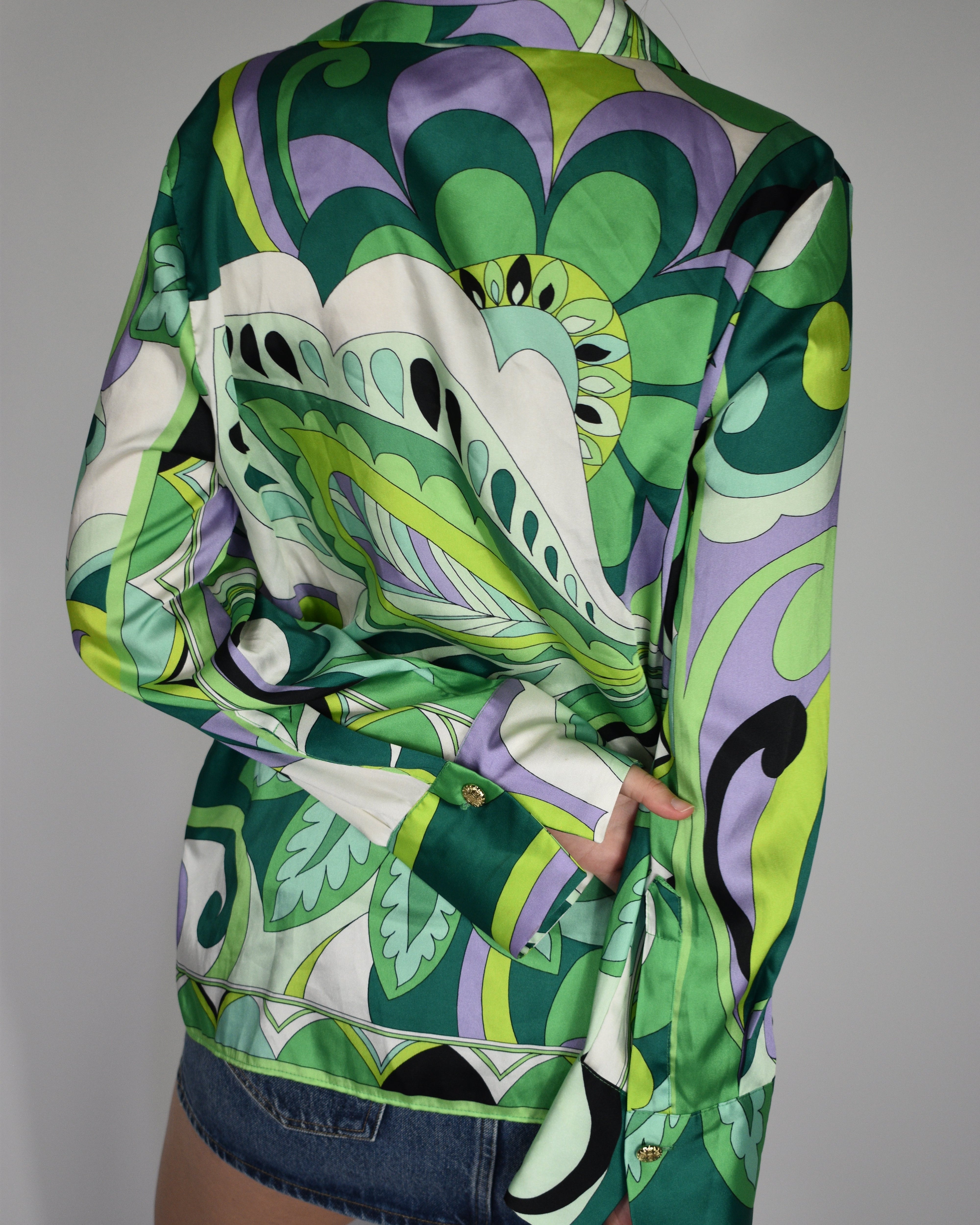 Green Psychedelic Button Up