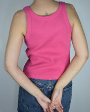 Pink Ribbed Sequin Flower Tank