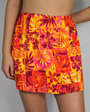 Orange Hawaiian Print Skirt