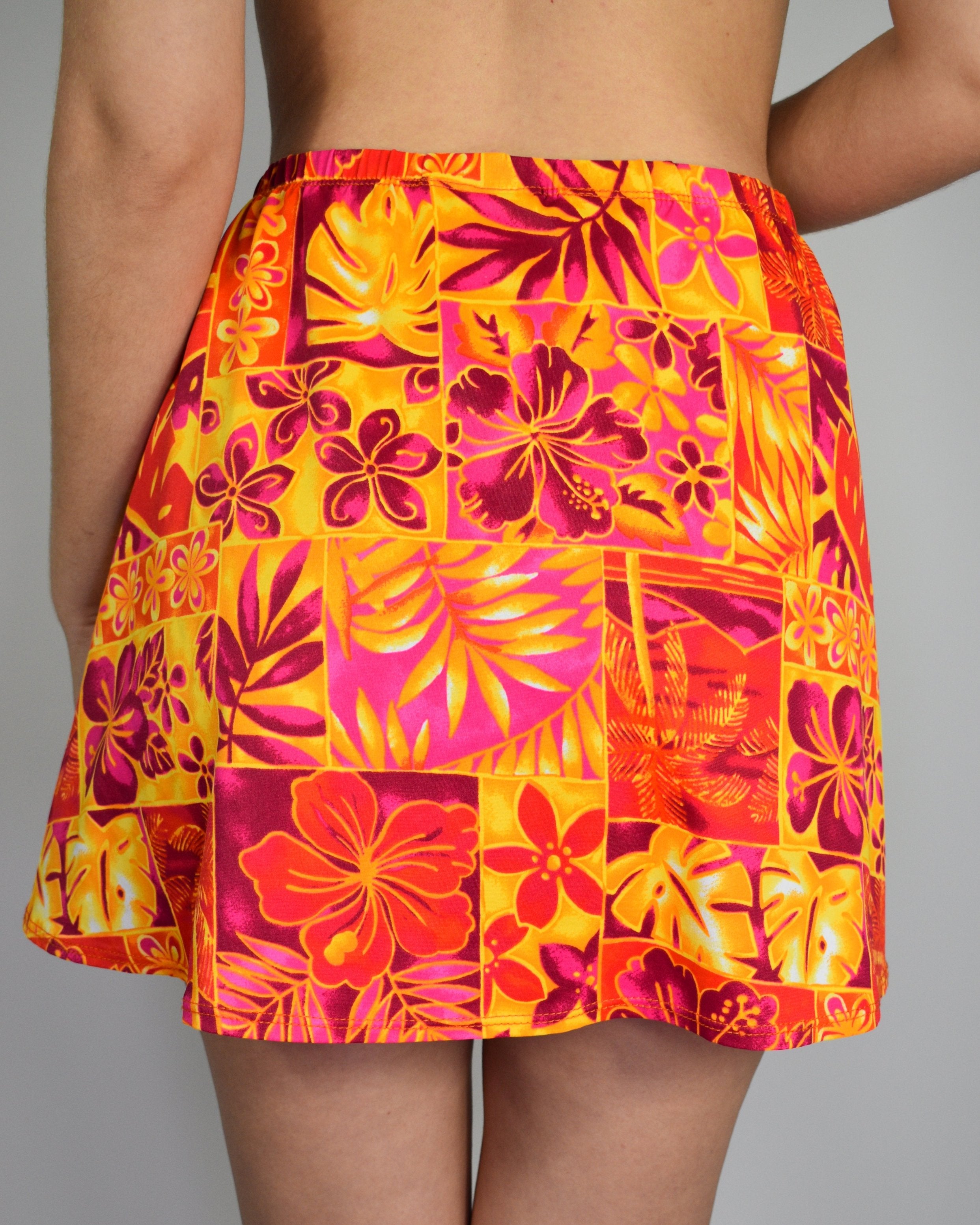 Orange Hawaiian Print Skirt