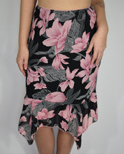 Black & Pink Floral Skirt