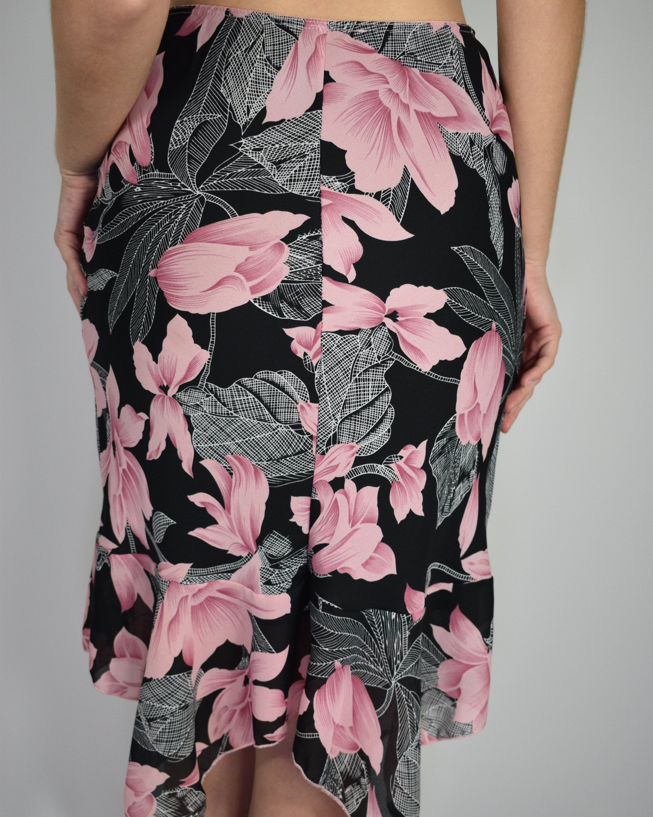 Black & Pink Floral Skirt