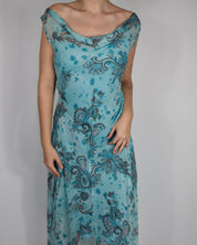 Blue Spotted Paisley Dress