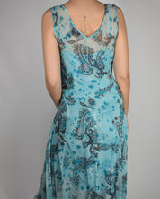 Blue Spotted Paisley Dress