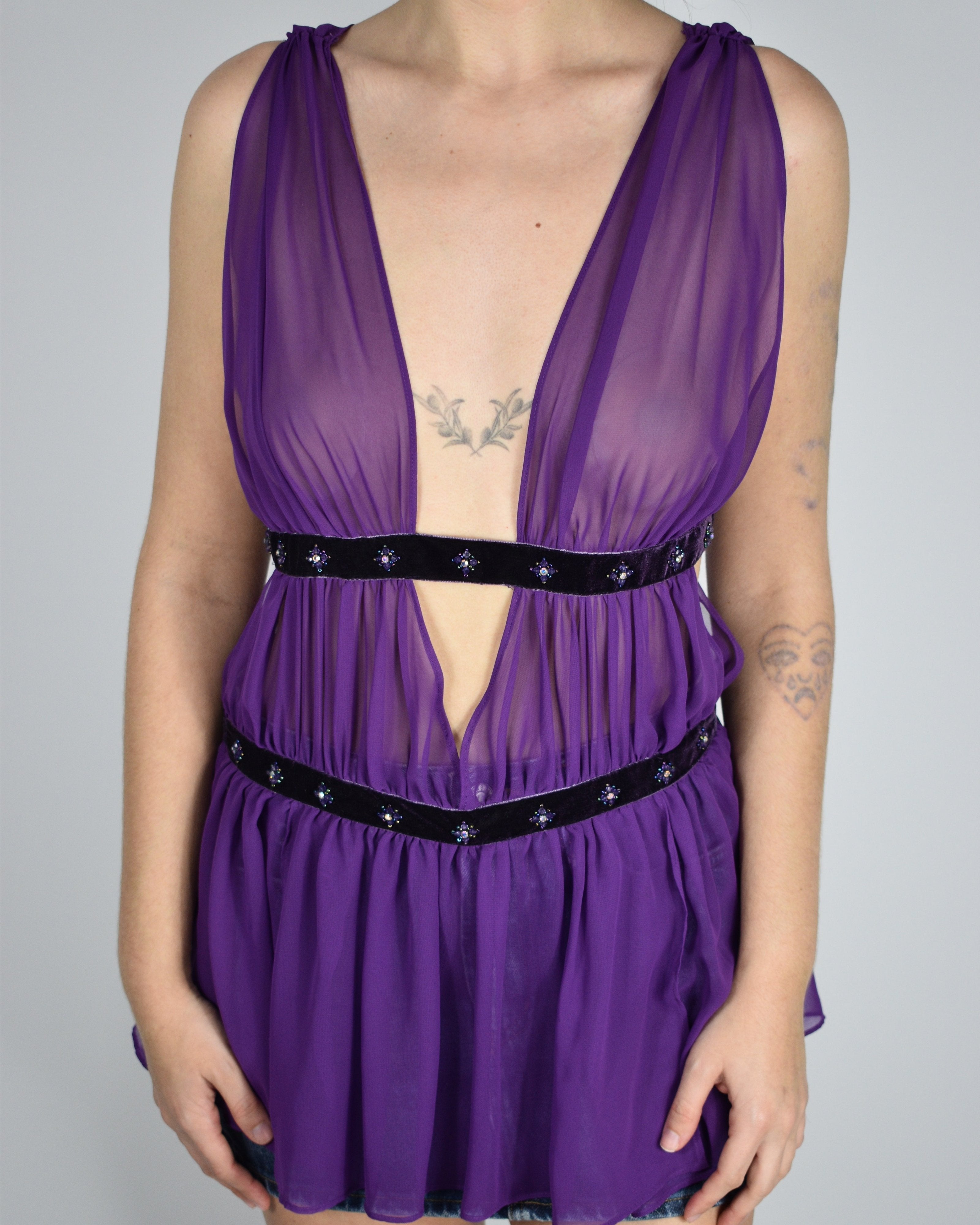 Victoria's Secret Purple Sheer Slip LOVE ZIGGY Victoria's Secret Purple Sheer Slip LOVE ZIGGY