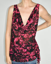 Cache Black & Pink Floral Tank