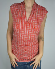 Red & White Printed Tank