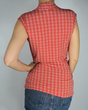 Red & White Printed Tank