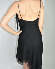 Cache Black Beaded Silk Dress