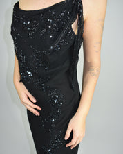 Cache Black Beaded Silk Dress