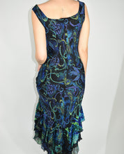 Paisley Silk Ruffle Dress