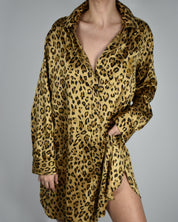 Cheetah Silky Long Sleeve Dress