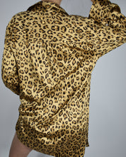 Cheetah Silky Long Sleeve Dress