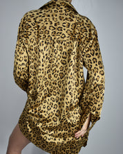 Cheetah Silky Long Sleeve Dress
