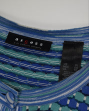 Blue Knit Striped Button Up