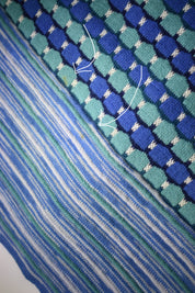 Blue Knit Striped Button Up