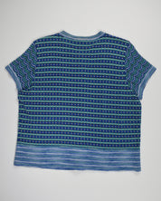 Blue Knit Striped Button Up