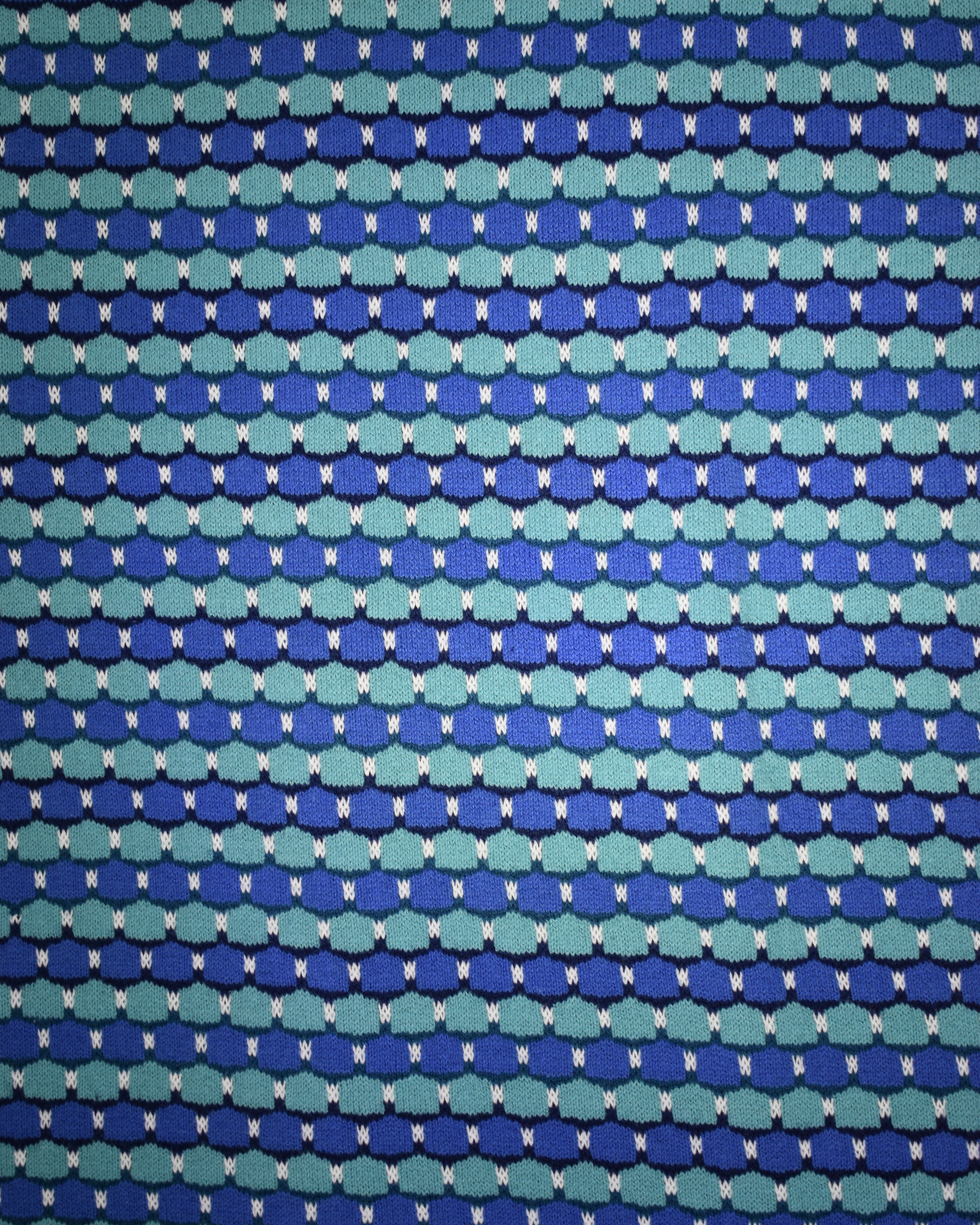 Blue Knit Striped Button Up
