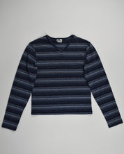 Blue Striped V-neck 3/4 Sleeve