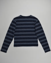 Blue Striped V-neck 3/4 Sleeve