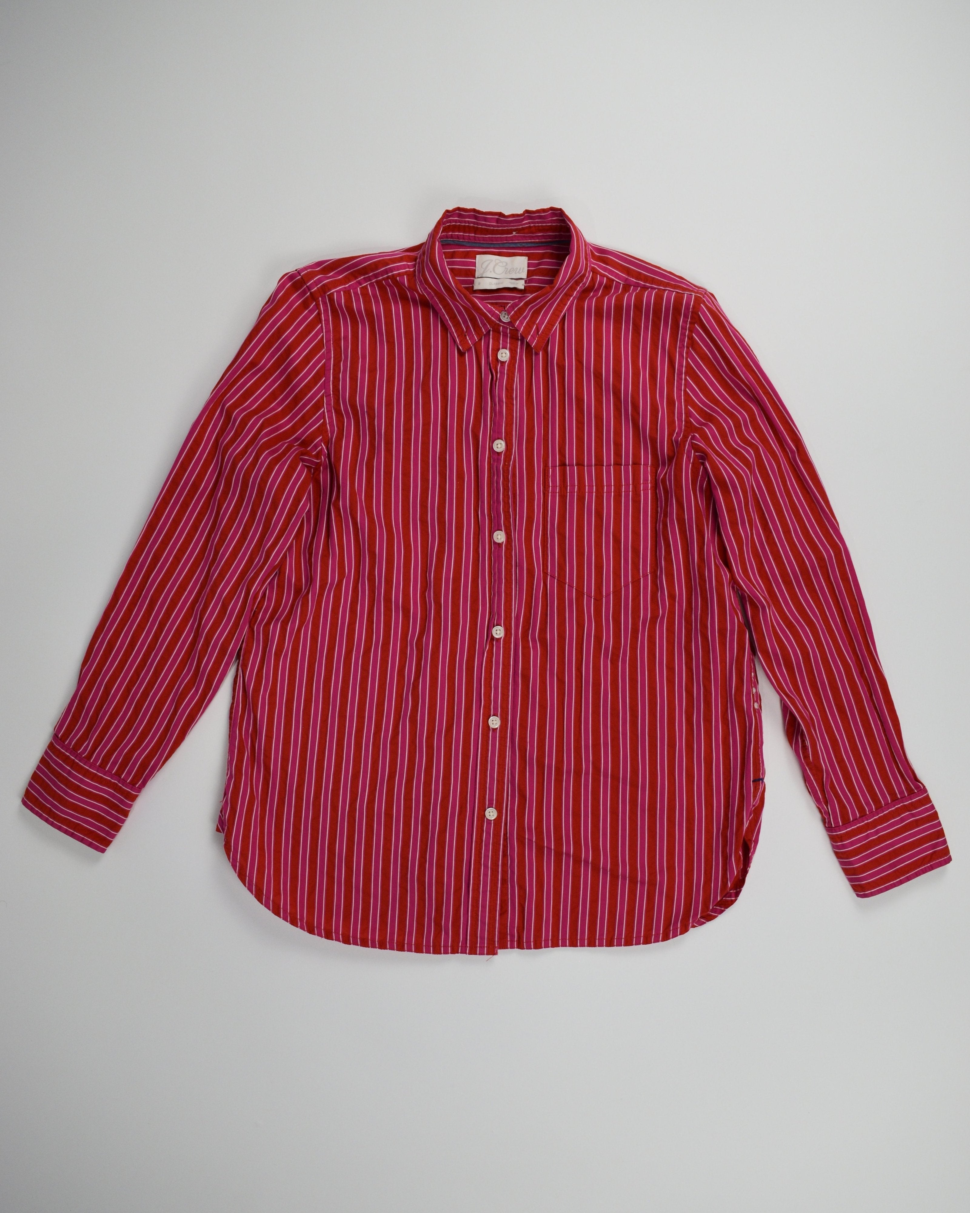 Jcrew Pink & Red Striped Button Up