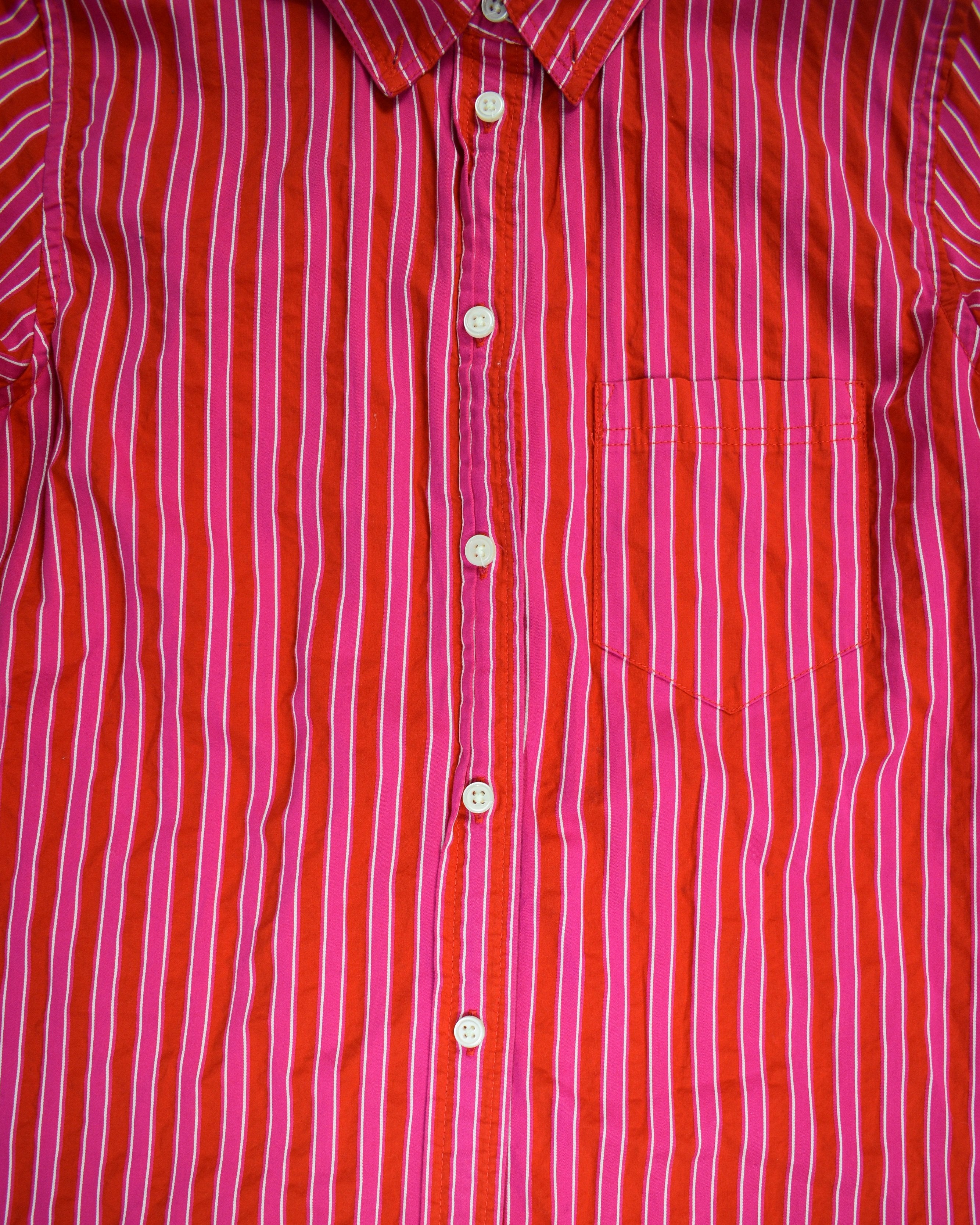Jcrew Pink & Red Striped Button Up