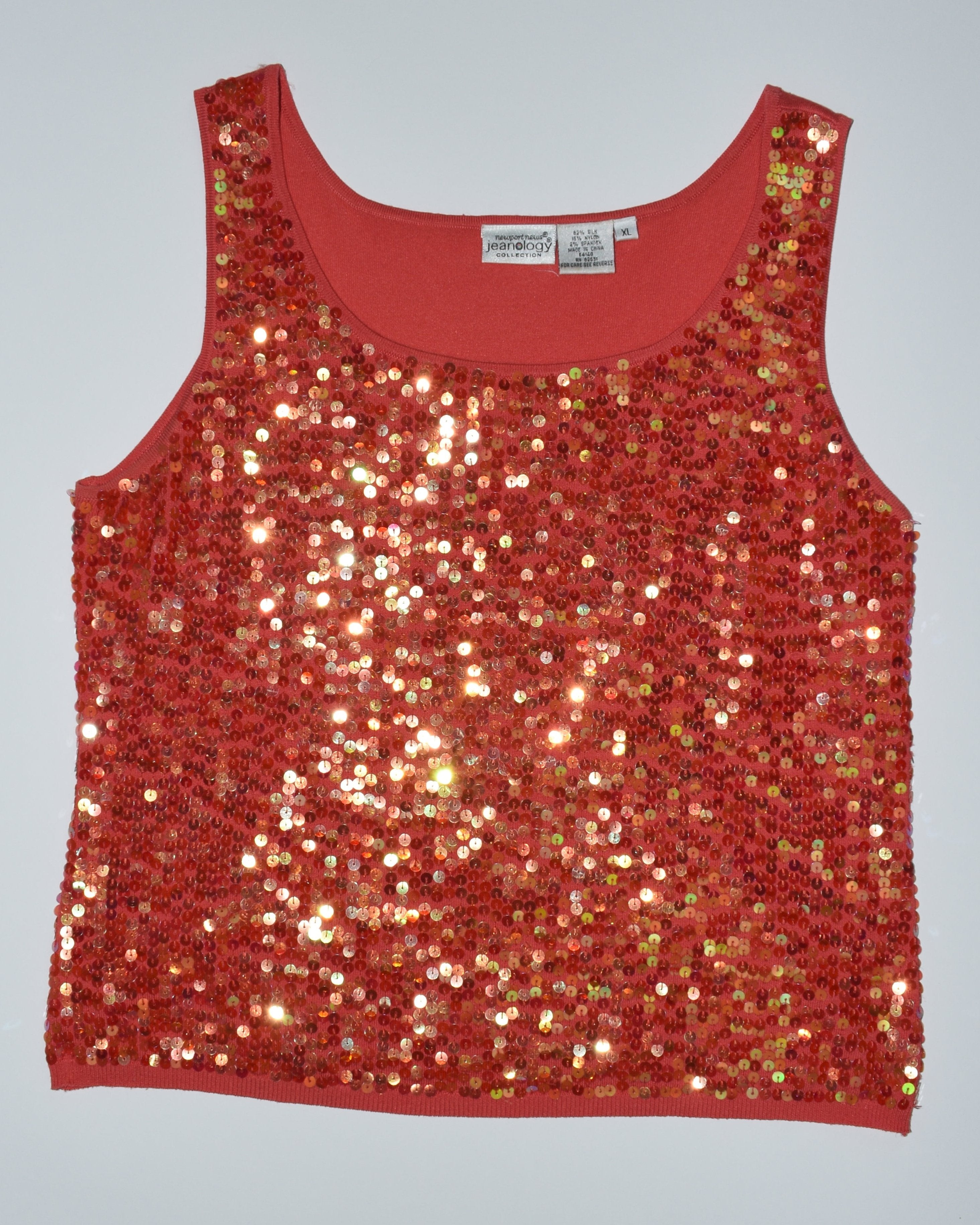 Coral Sequin Tank