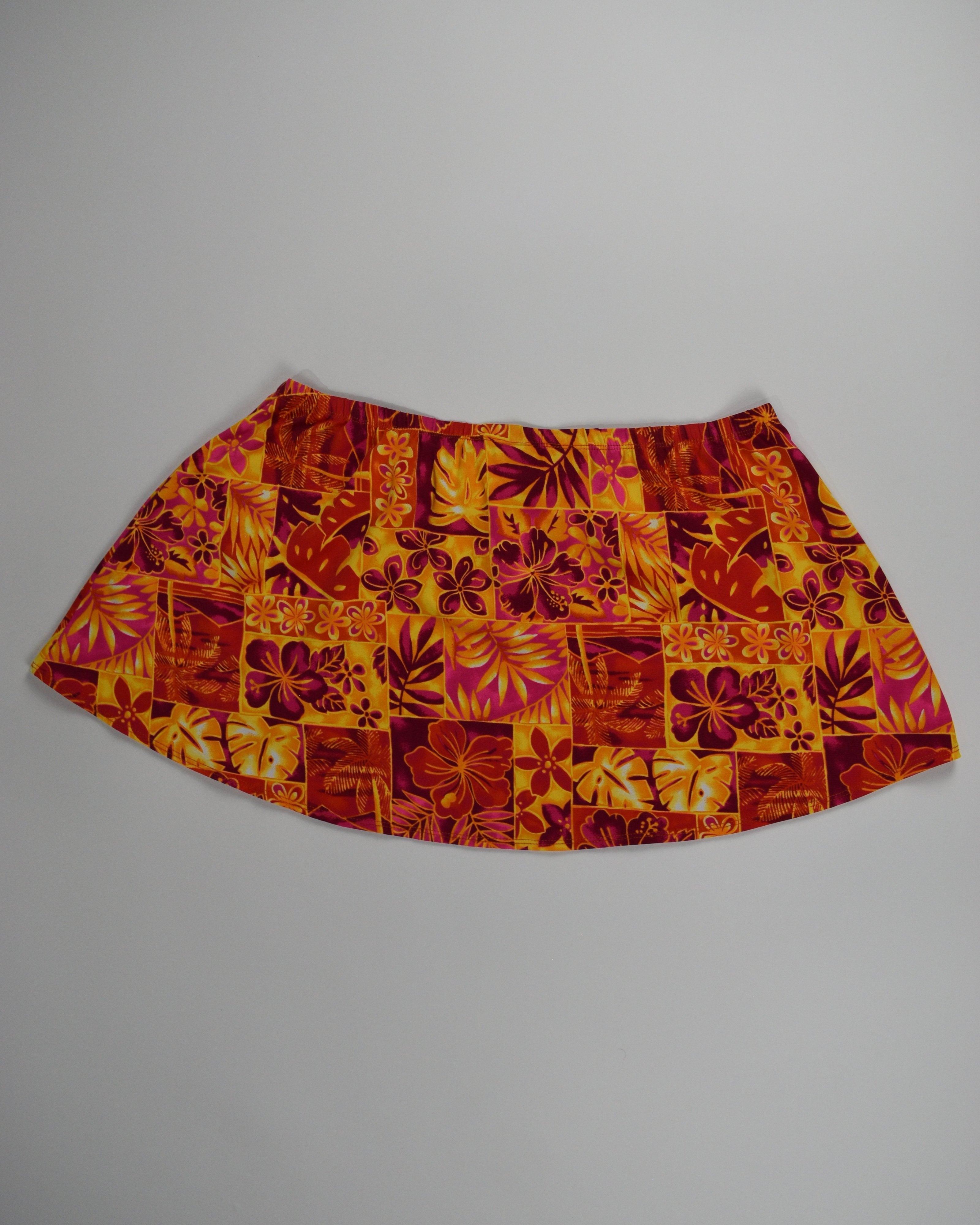 Orange Hawaiian Print Skirt