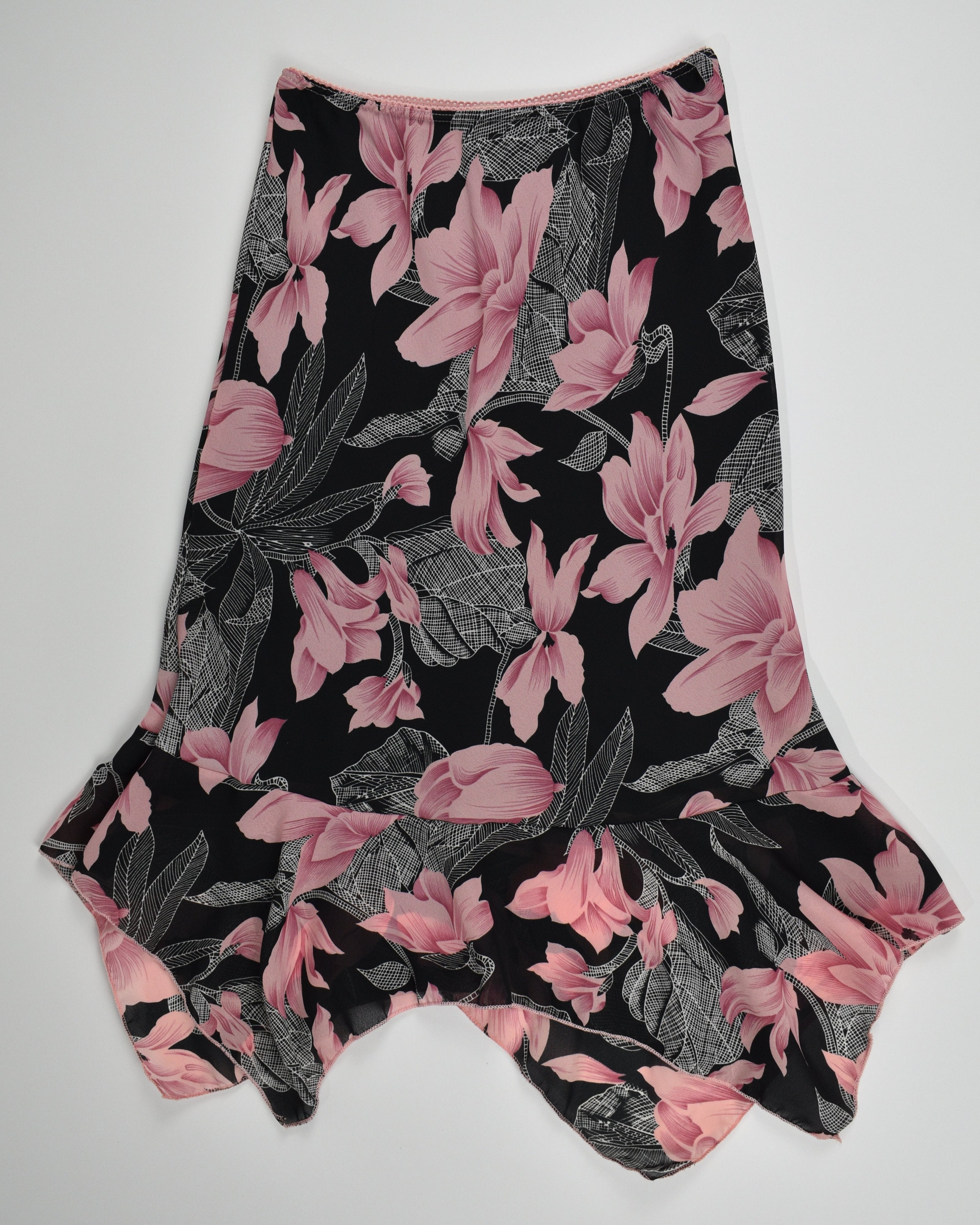 Black & Pink Floral Skirt