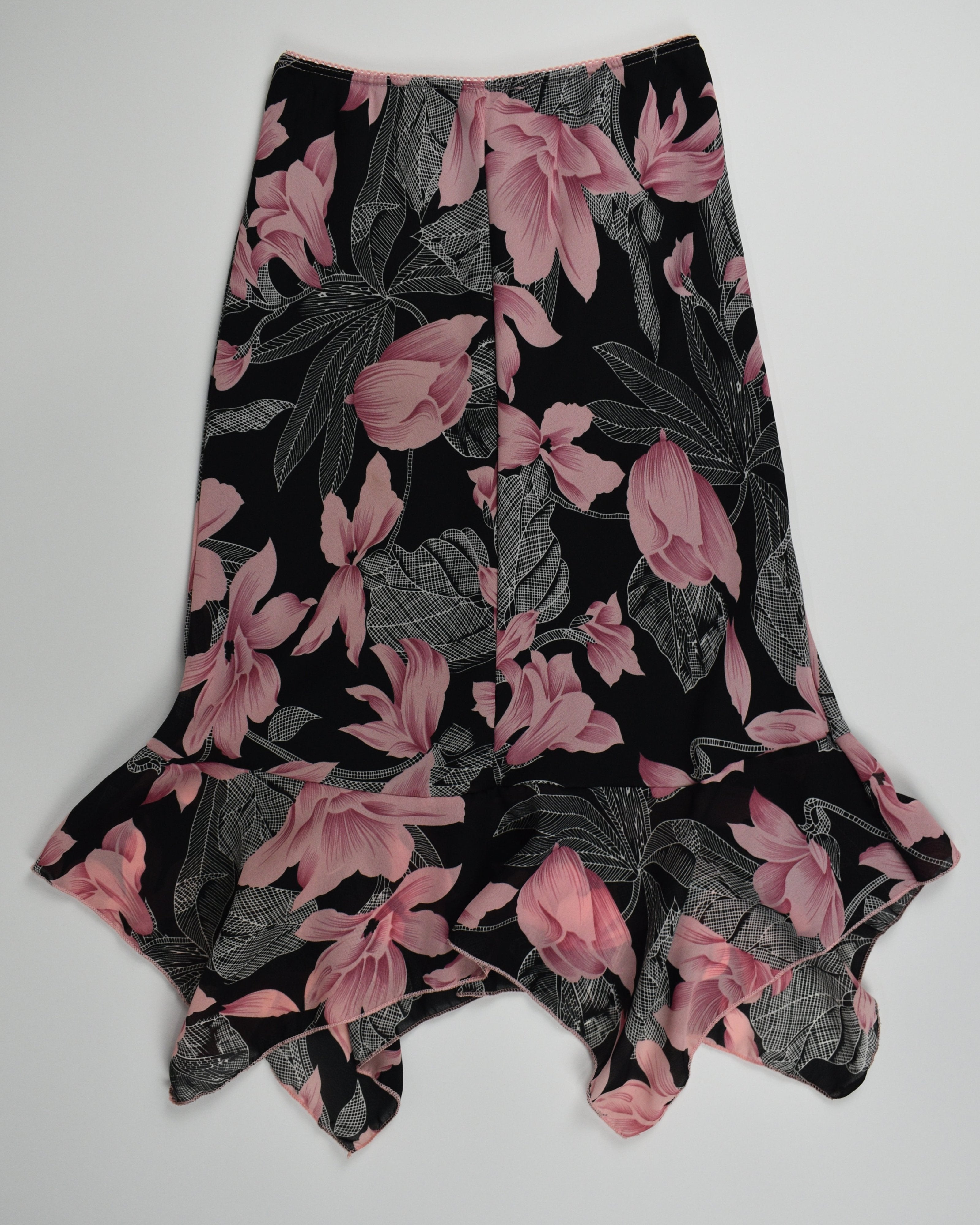 Black & Pink Floral Skirt