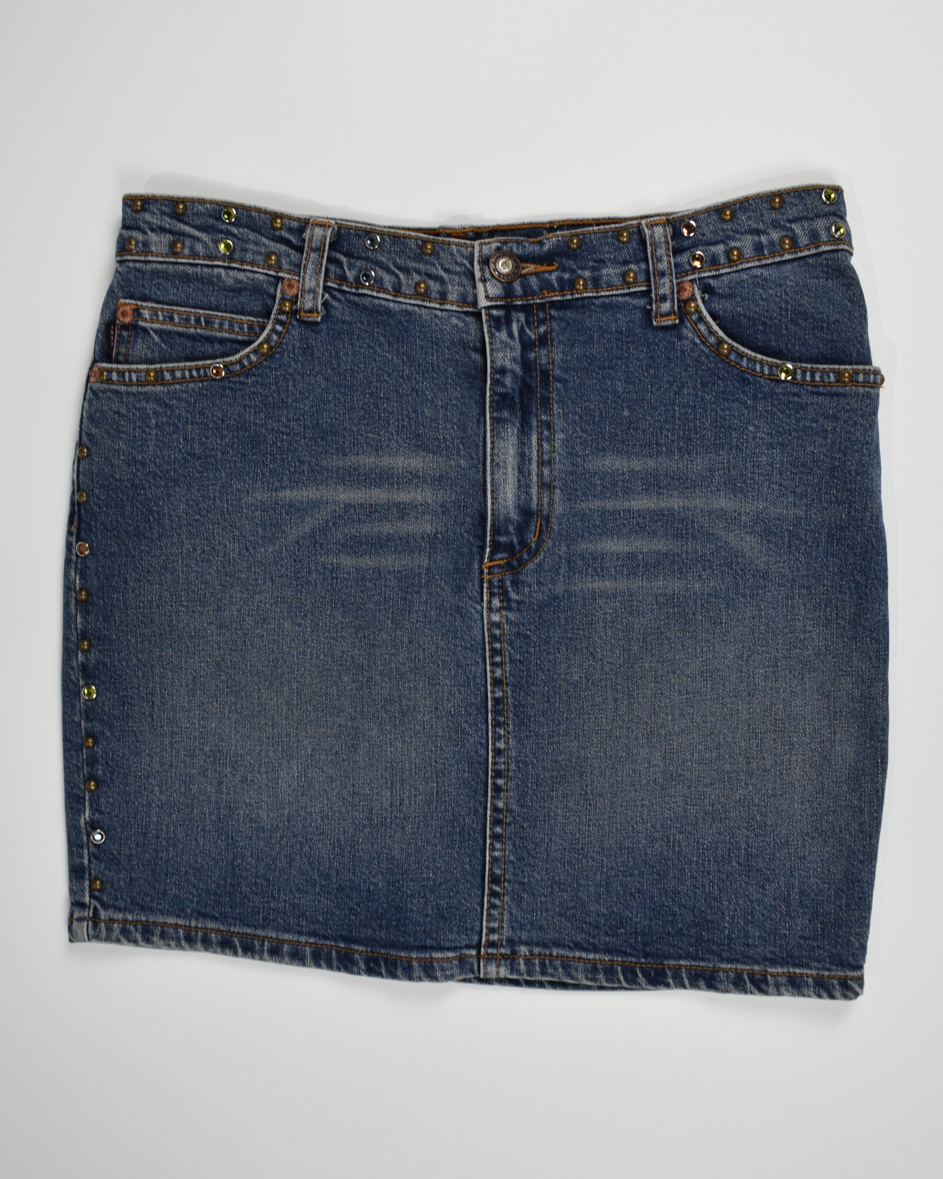 Joomi Joolz Bedazzled Mini Jean Skirt