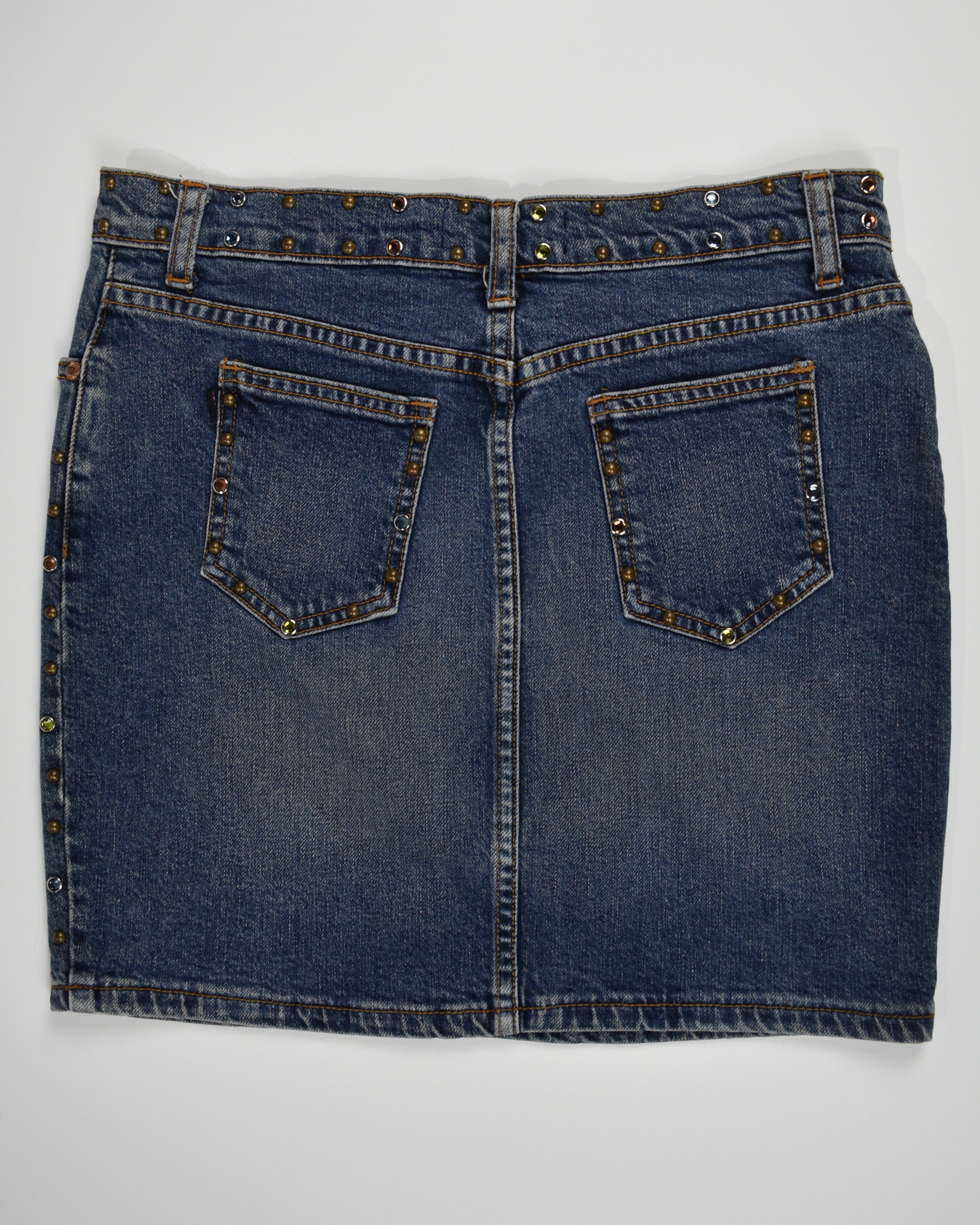 Joomi Joolz Bedazzled Mini Jean Skirt