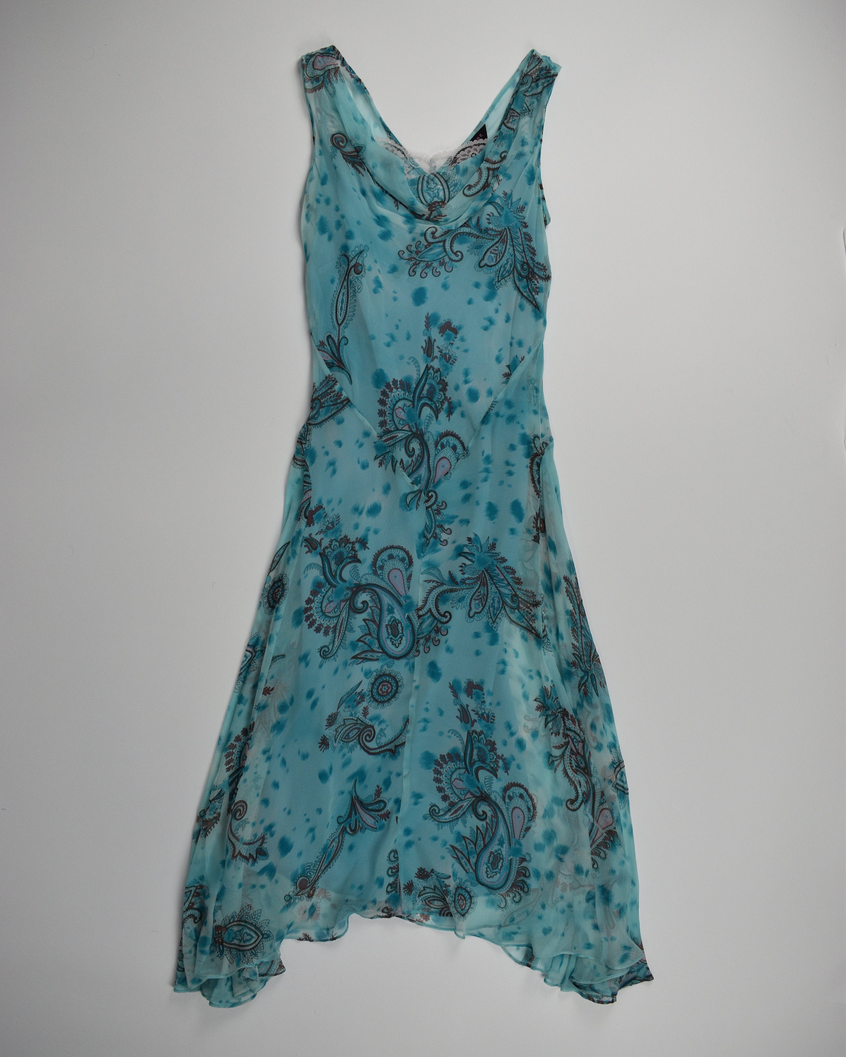Blue Spotted Paisley Dress