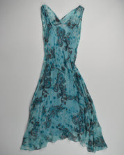 Blue Spotted Paisley Dress