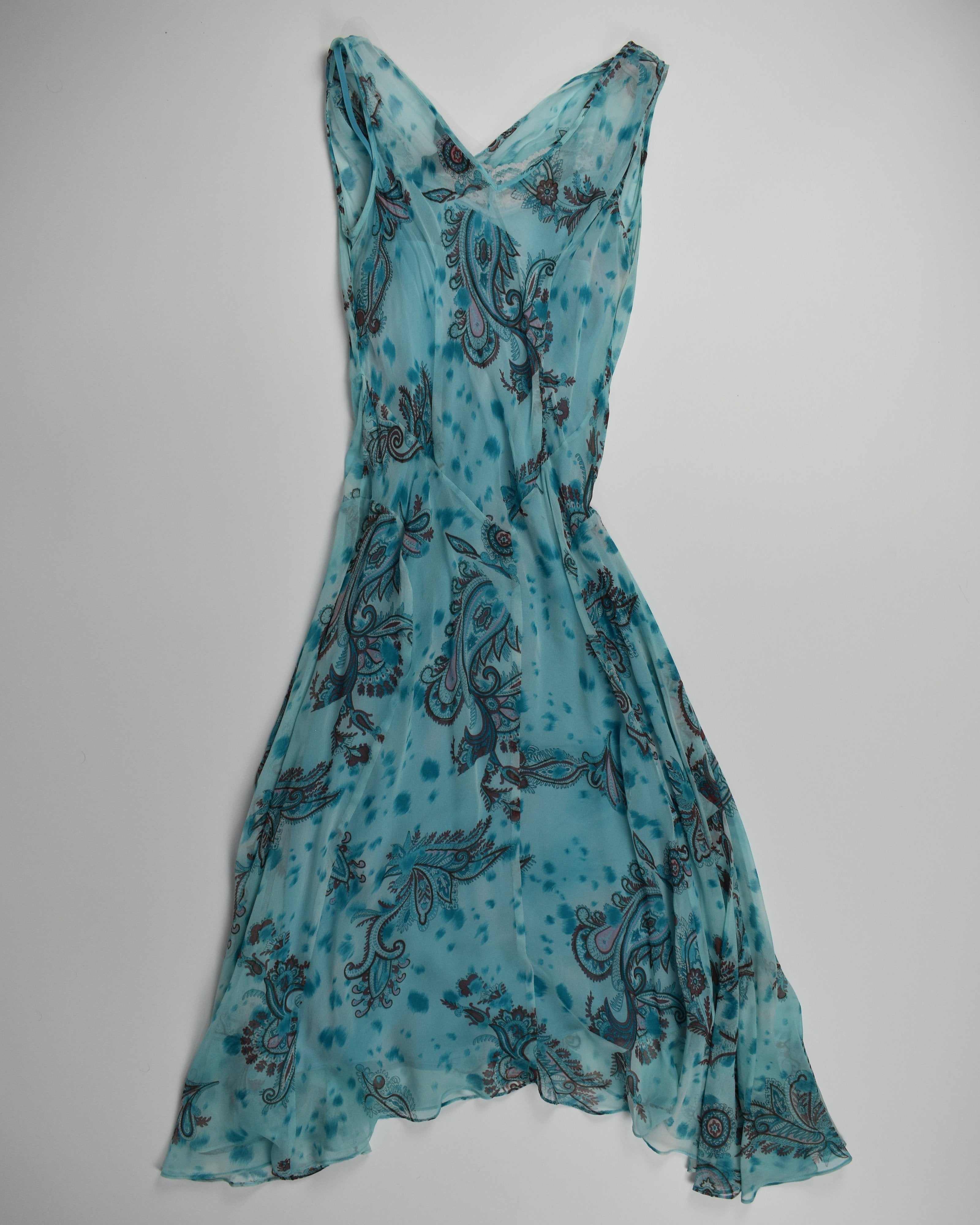 Blue Spotted Paisley Dress