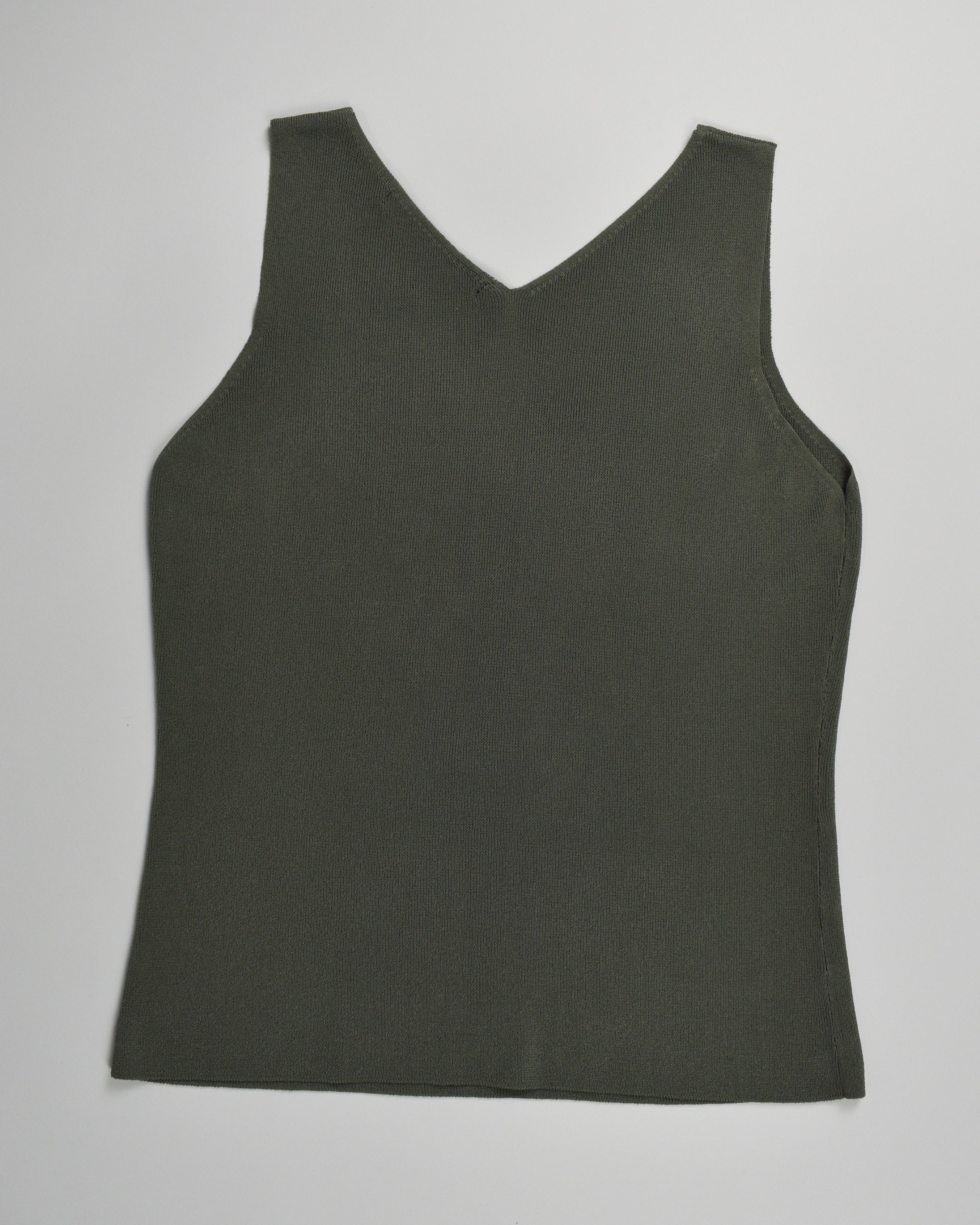 Olive Knitted Embellished Tank