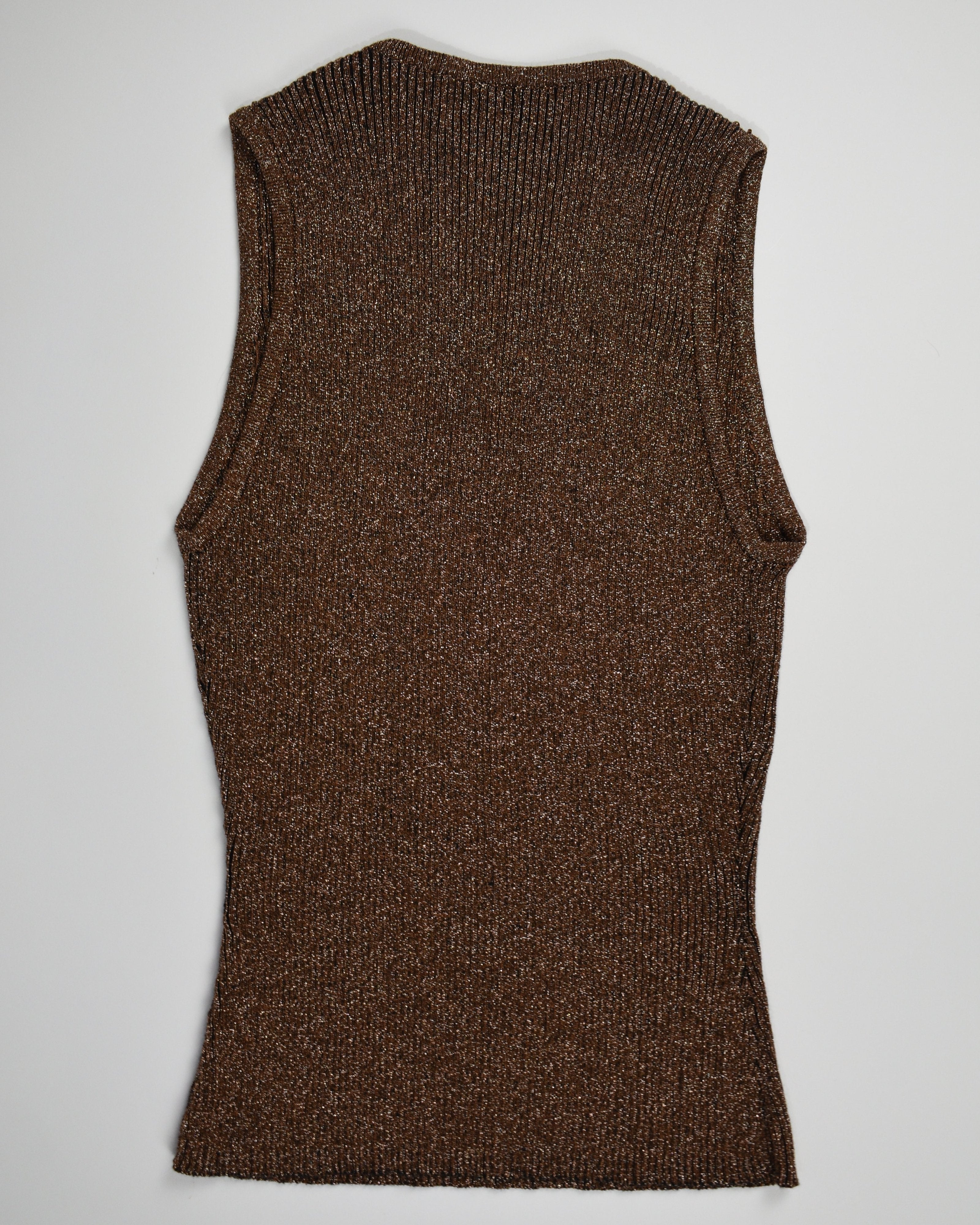 Cache Brown Knit Beaded Tank