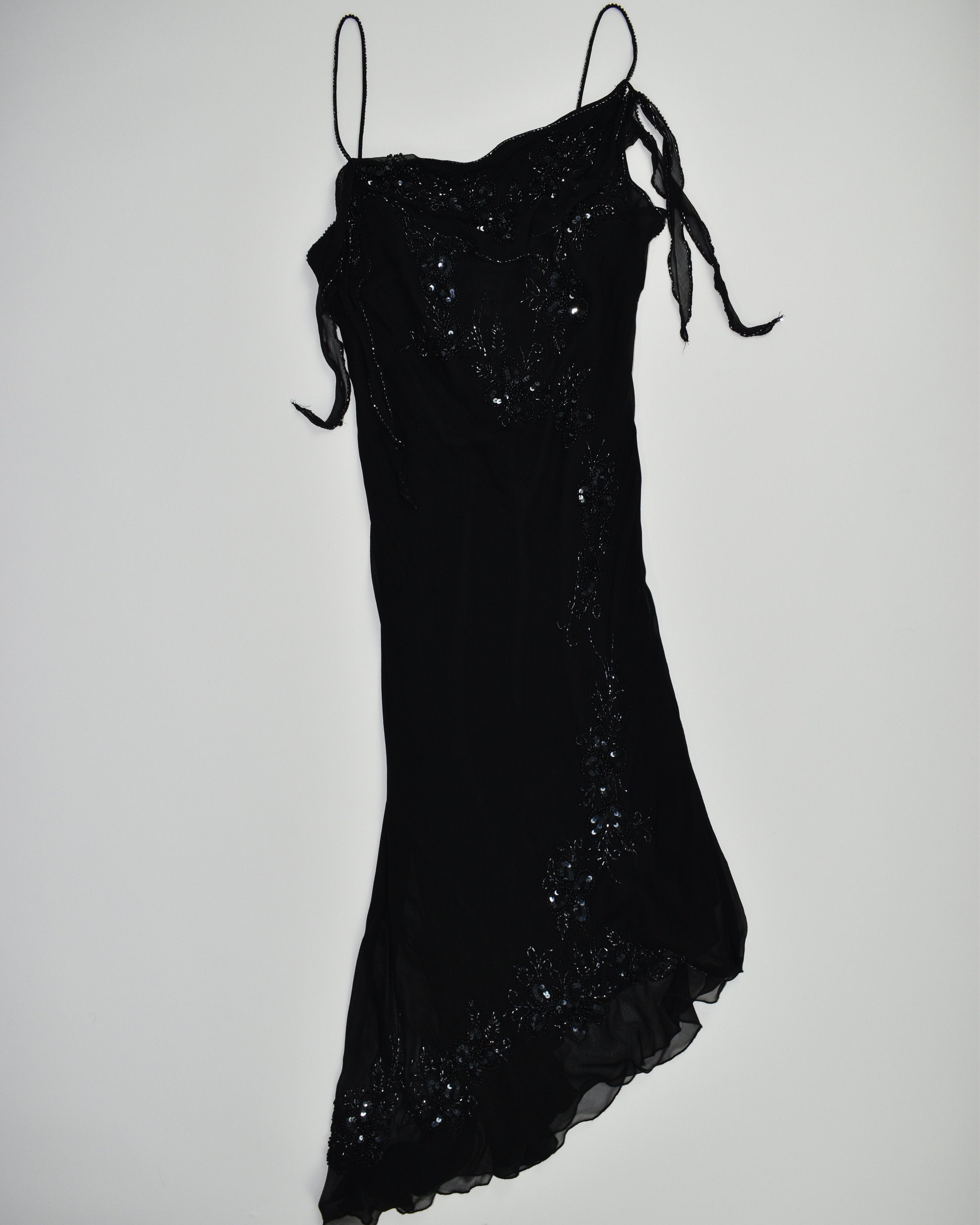 Cache Black Beaded Silk Dress