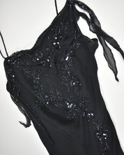 Cache Black Beaded Silk Dress