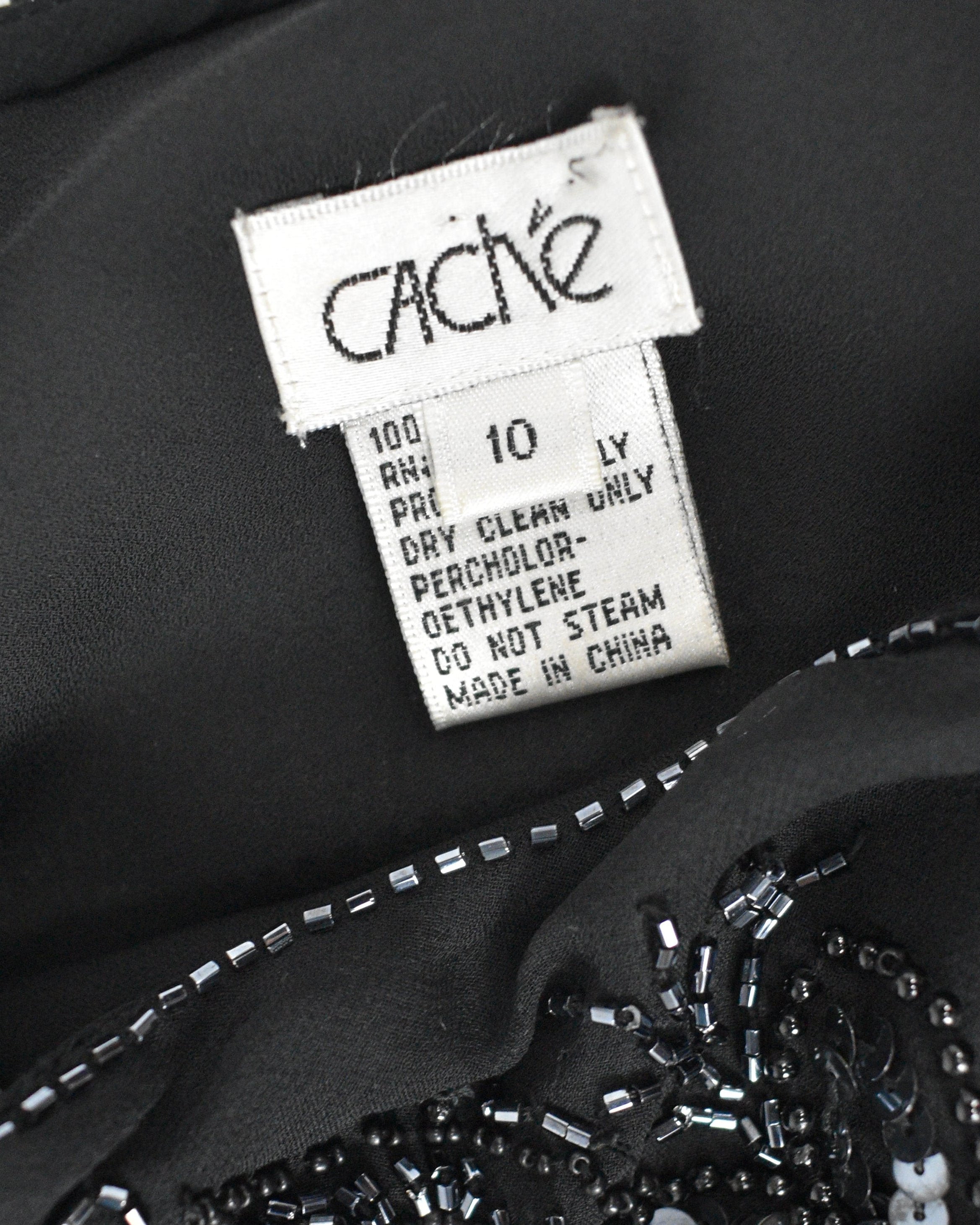 Cache Black Beaded Silk Dress