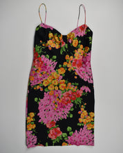 David Meister Multicolor Silk Floral Midi Dress