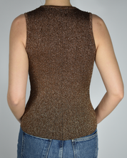 Cache Brown Knit Beaded Tank