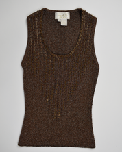 Cache Brown Knit Beaded Tank