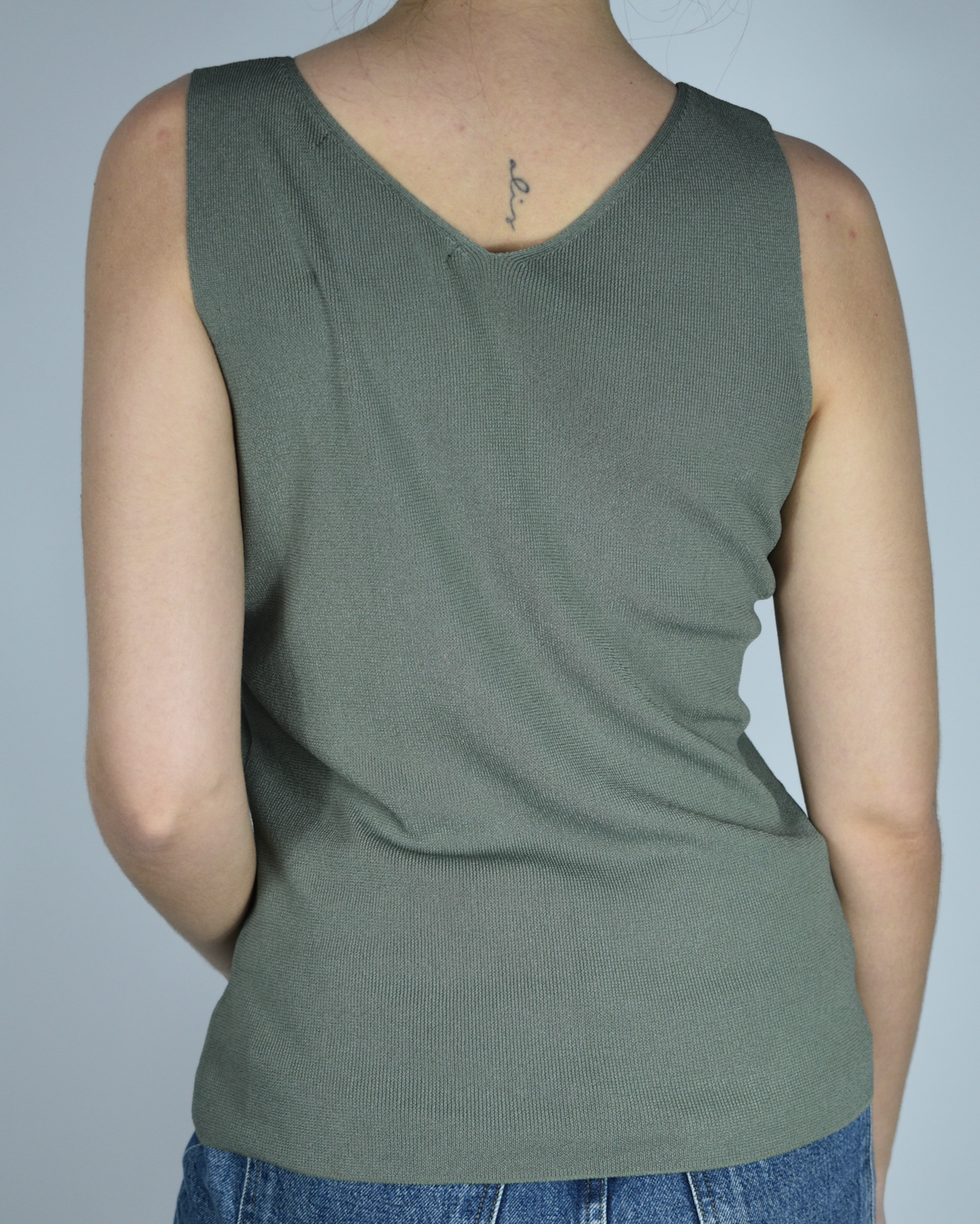 Olive Knitted Embellished Tank