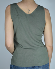 Olive Knitted Embellished Tank