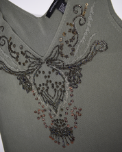 Olive Knitted Embellished Tank