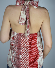 Red & White Printed Tube-top